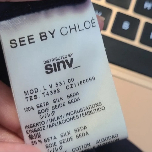 SEE BY CHLOE 100% Silk Victorian Inspired Navy Mini Dress 4 - Picture 10 of 10